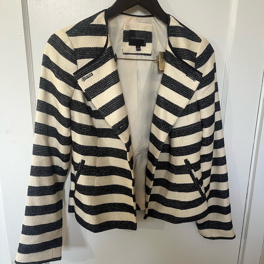 The Limited Women's Black and White Striped Jacket